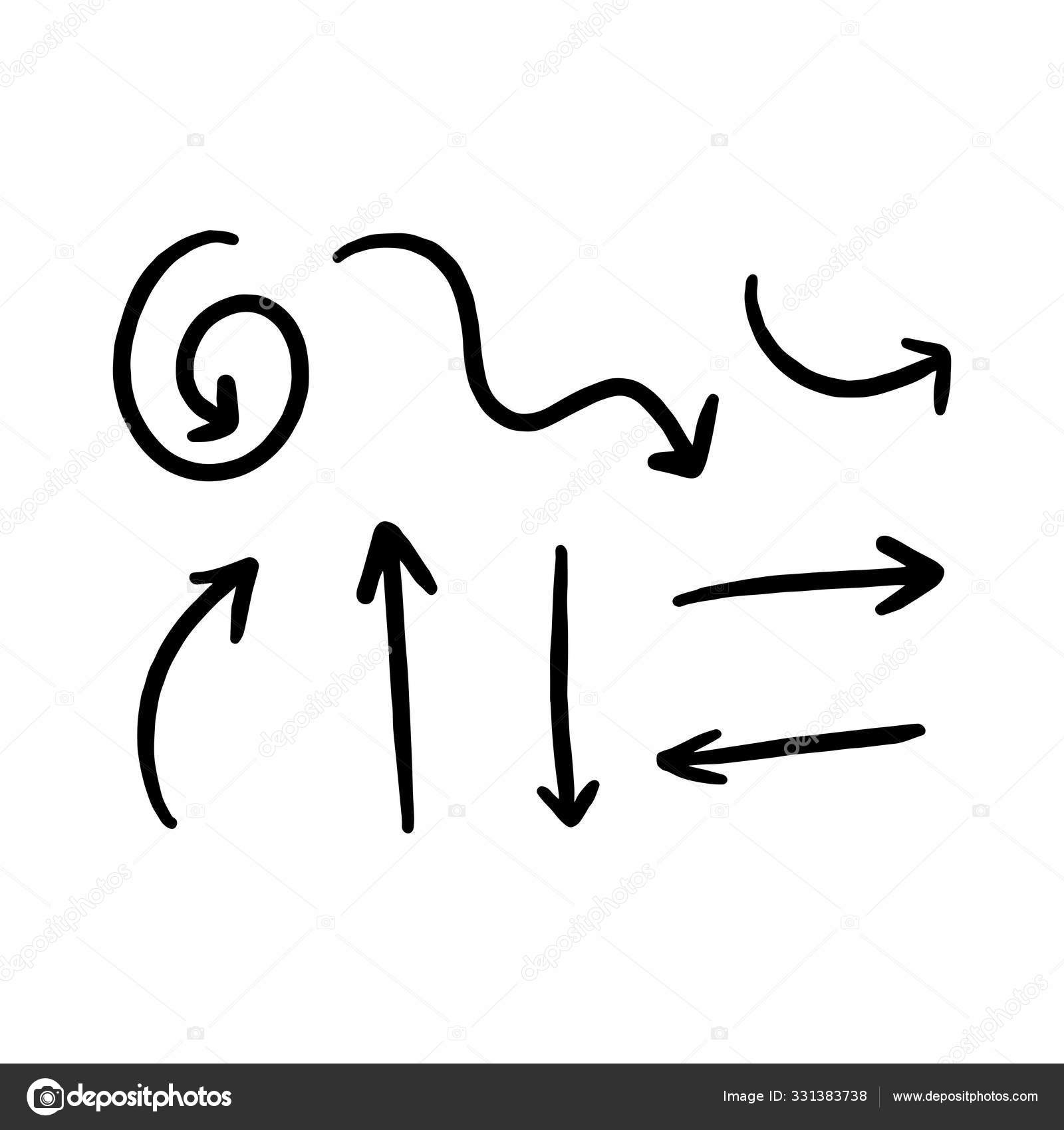 Sæt Håndtegnede Pile Isoleret Hvid Baggrund Doodle Pil Ikoner Stockvektor  af ©AyselZ 331383738, image size:1600x1700