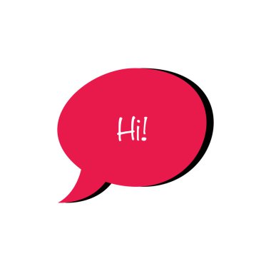 kırmızı konuşma balonu Hi harfleri, basit vektör illüstrasyonu  