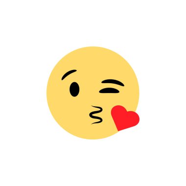Öpücük emoji simgesi, basitçe vektör illüstrasyonu  