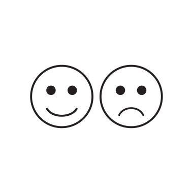 üzüntü ve gülümseme simgeleri, basit vektör gösterimi  