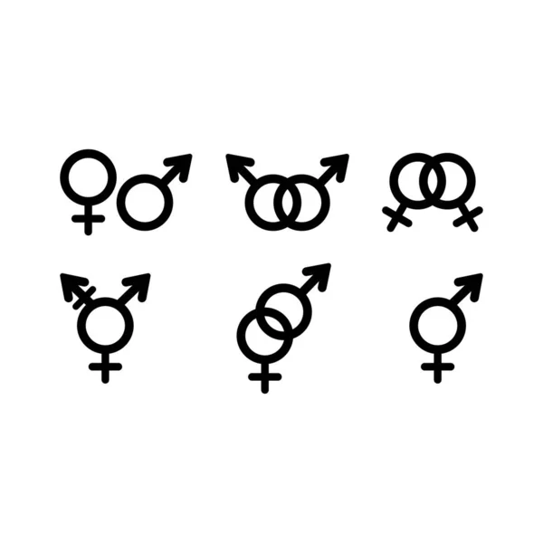 Conjunto Signos Masculinos Femeninos Simplemente Ilustración Vectorial — Vector de stock