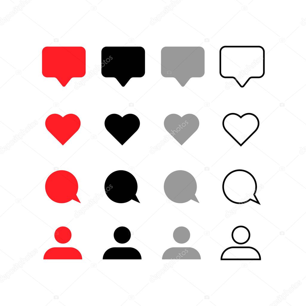 set of social media icons, simply vector illustration  