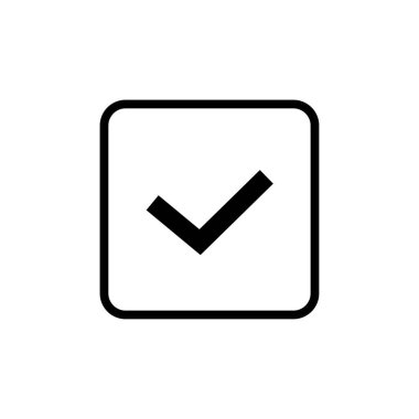 İşaretleme işareti, beyaz arkaplanda izole edilmiş tik düz vektör simgesi.