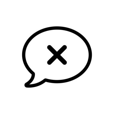 Beyaz arkaplanda izole edilmiş konuşma balonu düz vektör simgesi konuşmayı kes.