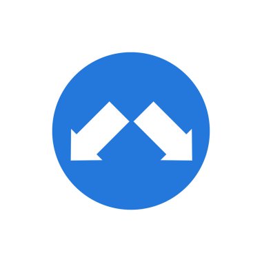 Mavi oklar, trafik işareti düz vektör simgesi beyaz arkaplan üzerinde izole.