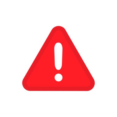 Dikkat, ünlem işareti düz vektör simgesi beyaz arkaplan üzerinde izole.