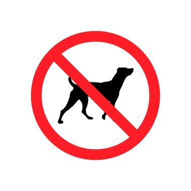 Beyaz arkaplanda izole edilmiş düz vektör simgesini imzalamaya köpekler izin verilmez.