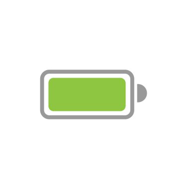 Beyaz arkaplanda tam batarya düz vektör simgesi izole edildi.