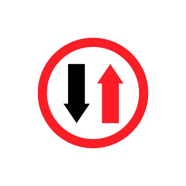 Las Flechas Hacia Arriba Hacia Abajo Círculo Rojo Indican Icono — Vector de stock