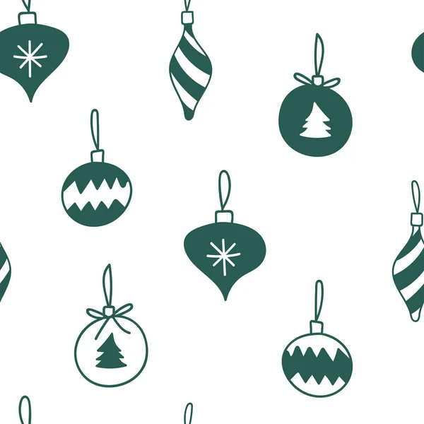 Decoraciones Árboles Navidad Adornos Adornos Sin Costuras Patrón Para Papel — Archivo Imágenes Vectoriales