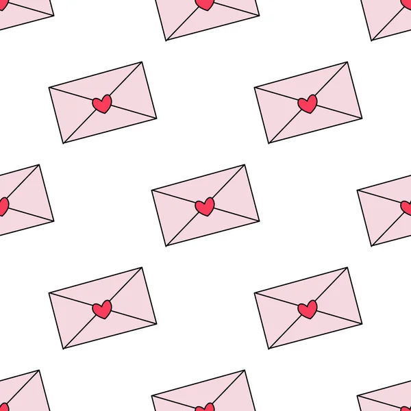 Love Letters Seamless Repeat Pattern Envelopes Pattern Valentine Day Seamless — стоковый вектор