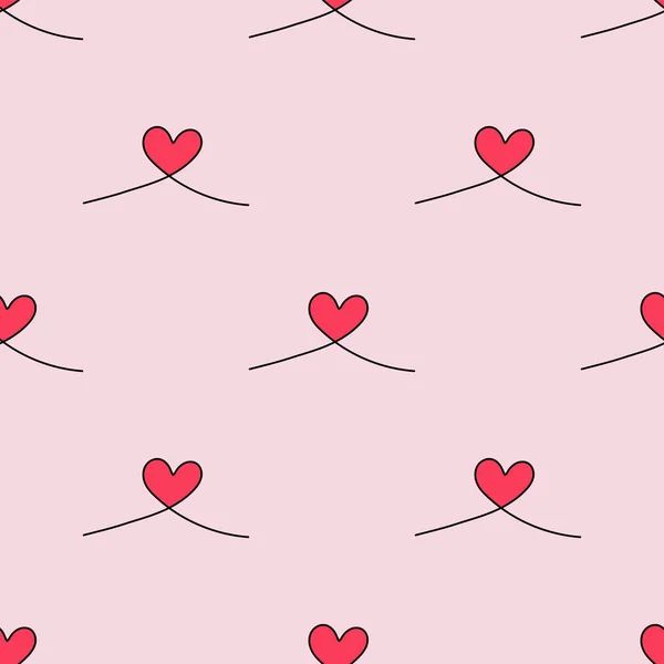 Rote Herzen Nahtlose Wiederholungsmuster Valentinstag Nahtlose Wiederholungsmuster — Stockvektor