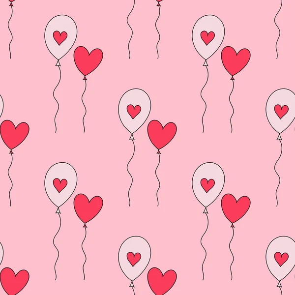 Flying Heart Balloons Seamless Repeat Pattern Valentine Day Seamless Repeat — стоковый вектор