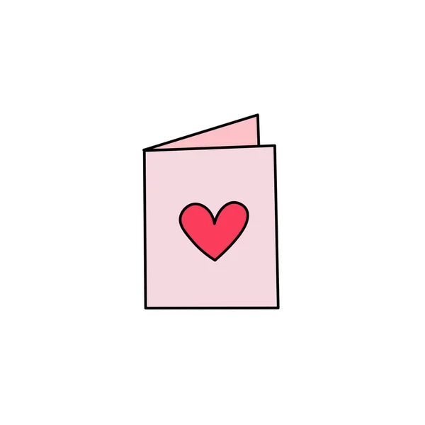 Valentines Day Vector Greeting Card Flat Vector Icon Hand Drawn — 스톡 벡터