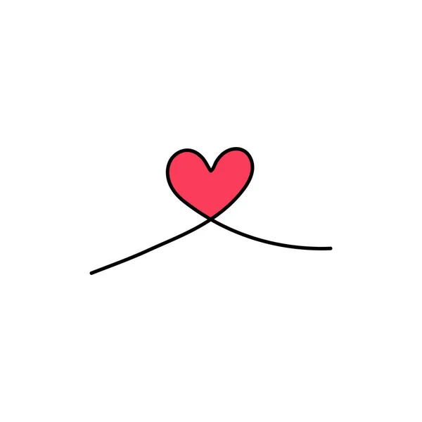 Corazón Dibujado Mano Icono Vector Plano Aislado Fondo Blanco Love — Vector de stock