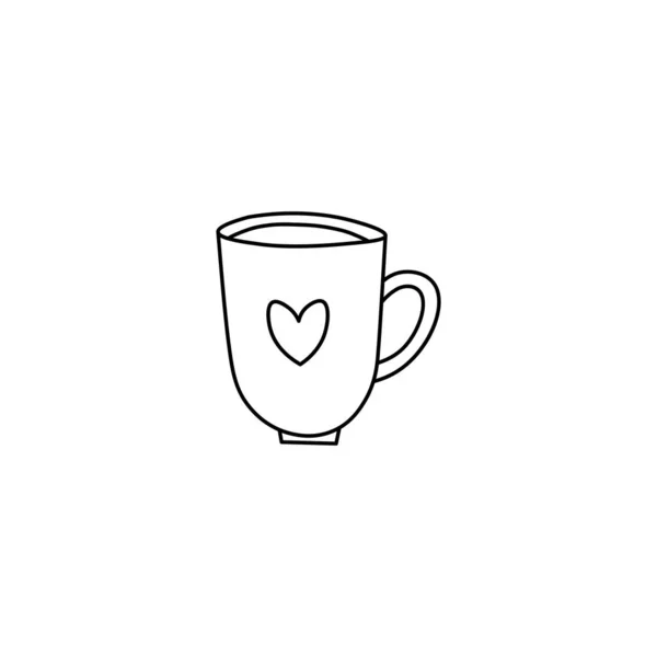在白色的背景下 手工绘制的咖啡杯平面矢量图标被隔离在白色的背景下 — 图库矢量图片