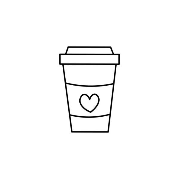 Hand Drawn Coffee Cup Flat Vector Icon Isolated White Background — 스톡 벡터