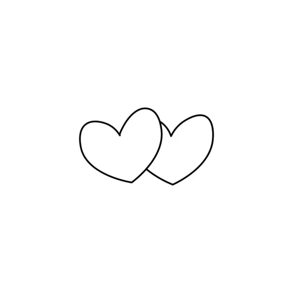 Hand Drawn Two Hearts Flat Vector Icon Isolated White Background — 스톡 벡터