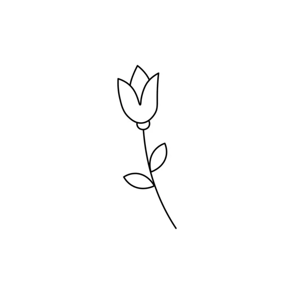 Icône Vectorielle Plate Fleur Tulipe Dessinée Main Isolée Sur Fond — Image vectorielle