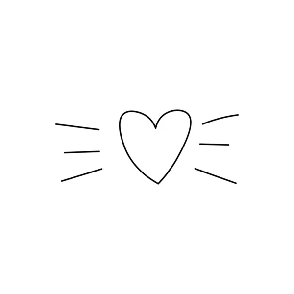 白地に輝くハートフラットベクトルアイコンを手描き バレンタインデーハートアイコン — ストックベクタ