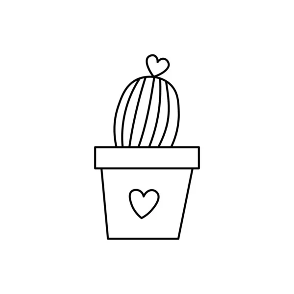 Hand Drawn Cactus Plant Flat Vector Icon Isolated White Background — 스톡 벡터