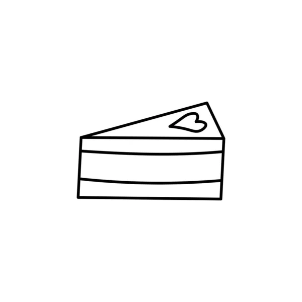 Ручной Рисунок Ломтик Кусок Торта Плоский Вектор Значок Изолирован Белом — стоковый вектор