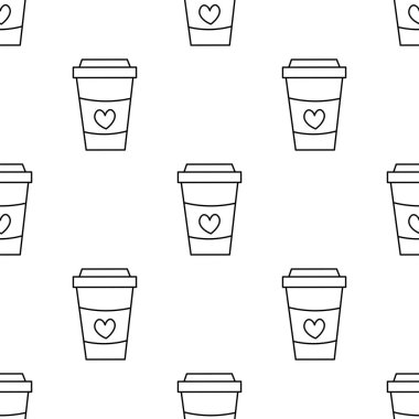 Kalpsiz el yapımı kahve fincanları. Sevgililer Günü desenleri..