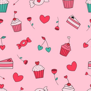 Sevgililer Günü 'nün kusursuz tekrarı. Sevgililer günün kutlu olsun. Sevgililer Günü ikonları..