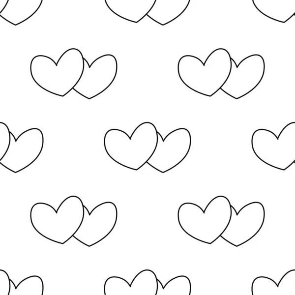 Hand Drawn Cute Hearts Seamless Repeat Pattern Valentine Day Seamless — стоковый вектор