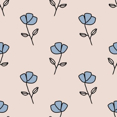 El çizimi çiçekler ambalaj kağıdı için pürüzsüz tekrarlama deseni.