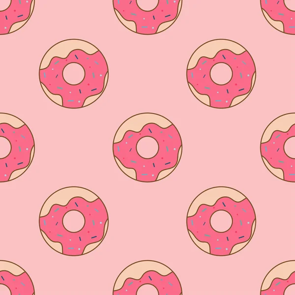 Розовые Пончики Бесшовный Повторяющийся Рисунок Упаковки Бумаги — стоковый вектор