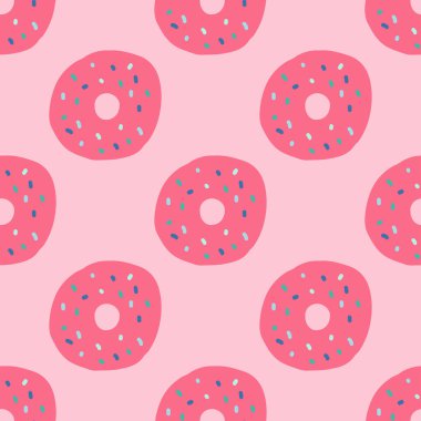 Pembe çörekler ambalaj kağıdı için kusursuz tekrarlama deseni.