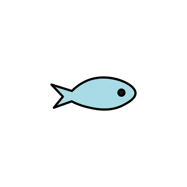 手描きの小さな青い魚のベクトルアイコンは白い背景に隔離されています — ストックベクタ