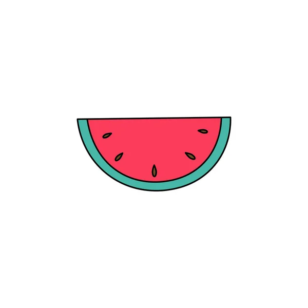 Wassermelone Scheibe Flache Vektor Symbol Isoliert Auf Weißem Hintergrund — Stockvektor