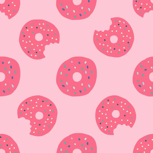 Розовые Пончики Бесшовный Повторяющийся Рисунок Упаковки Бумаги — стоковый вектор