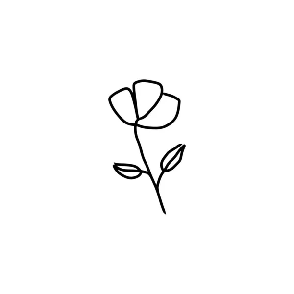 Icono Vector Plano Flor Dibujado Mano Aislado Sobre Fondo Blanco — Vector de stock