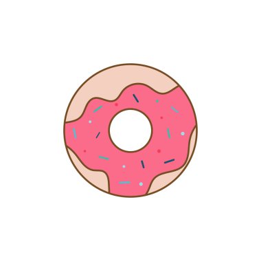 Çörek düz vektör simgesi beyaz arkaplan üzerinde izole.