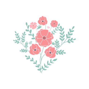 Çiçek demeti vektör illüstrasyonu beyaz bir arkaplanda izole edildi. 8 Mart, Uluslararası Kadınlar Günü konsepti..