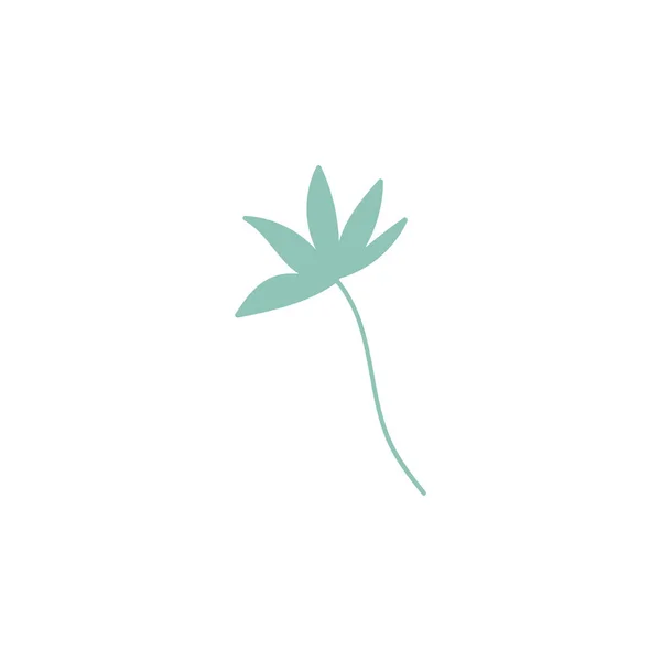 Flor Verde Ilustração Vetorial Plana Isolado Fundo Branco Folha Doodle — Vetor de Stock