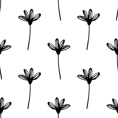 El çizimi çiçekler kağıt, baskı ve kumaşlar için tekrar vektör deseni.