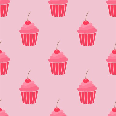 Şirin kekler, kekler ambalaj kağıtları, baskılar, kumaşlar için kusursuz tekrarlar..