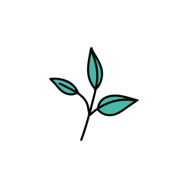 Ručně Kreslené Zelené Listy Plochý Vektor Ikona Izolované Bílém Pozadí — Stockový vektor