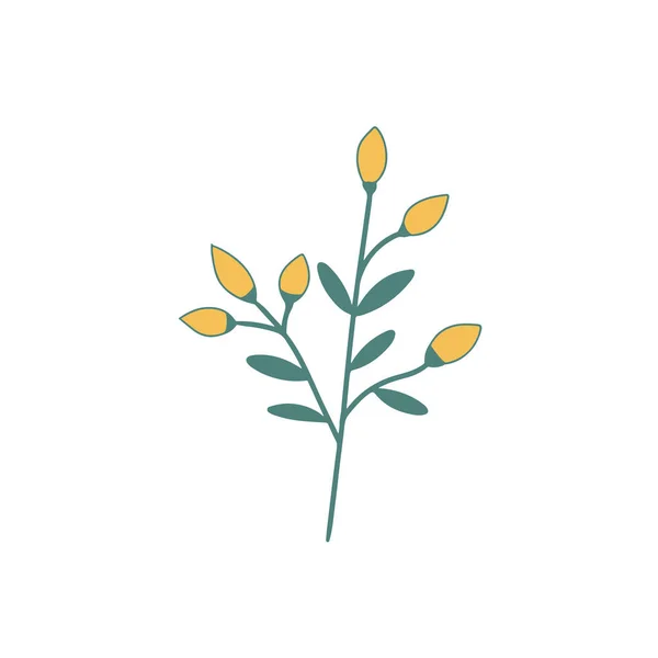 Ručně Kreslené Žlutý Květ Plochý Vektor Ikona Izolované Bílém Pozadí — Stockový vektor