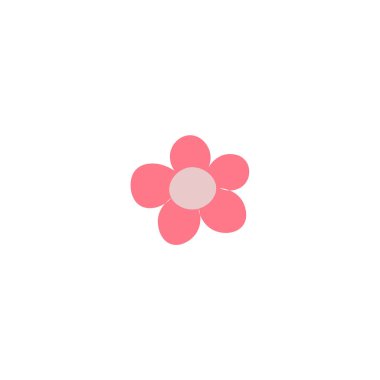 Beyaz arkaplanda izole edilmiş şirin pembe çiçek düz vektör çizimi.