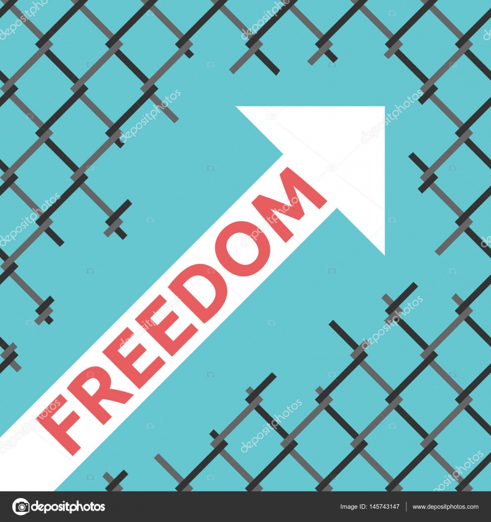 Freedom Arrow Wire Mesh Stock Vector Dmitry Guzhanin 145743147 Arrow With Freedom Text Breaking Wire Mesh On Blue Sky Background Creativity And Opportunity Concept No Transparency Grants Vector By