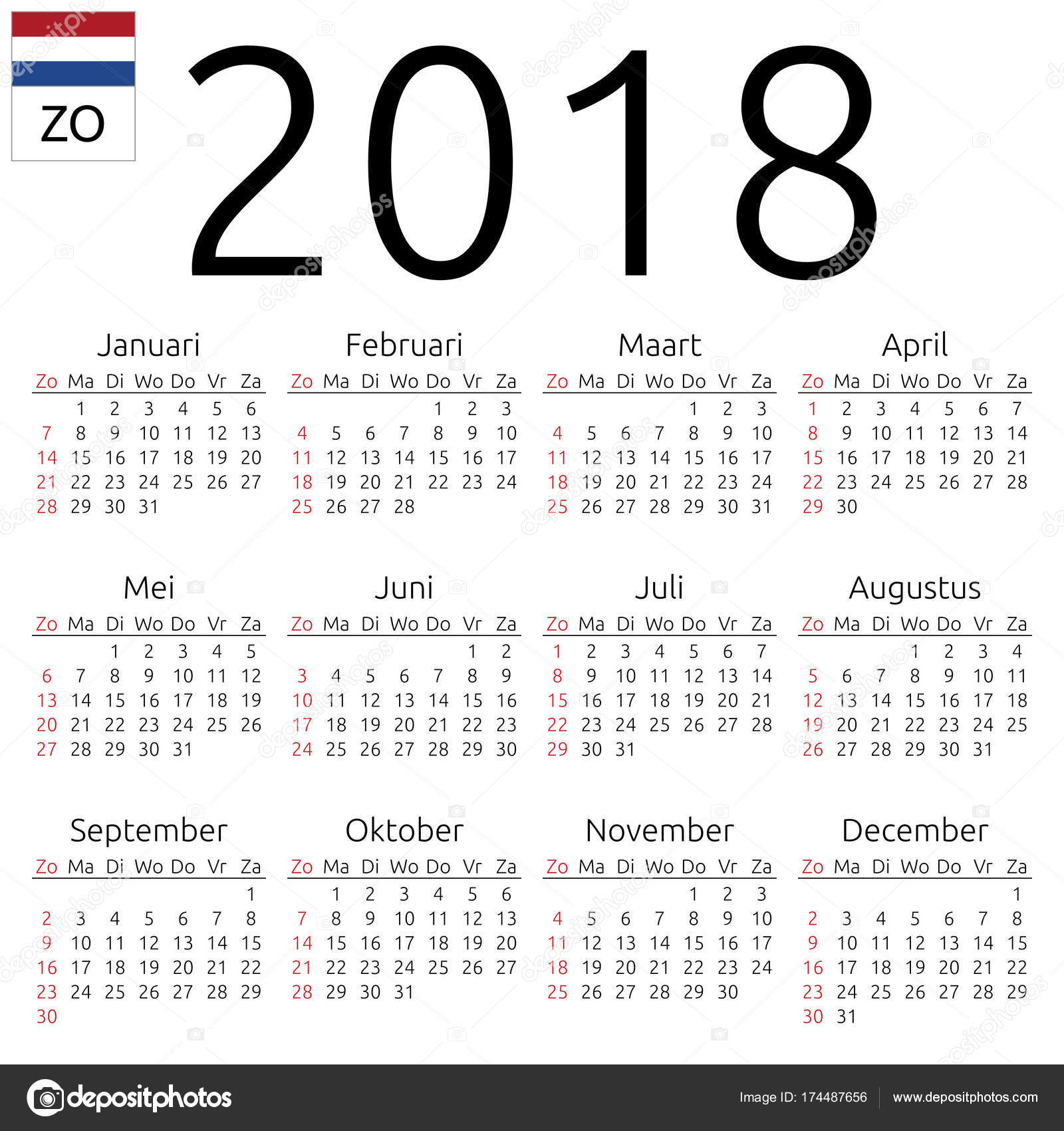 CALENDARIO OLANDESE 2018 DA SCARICA