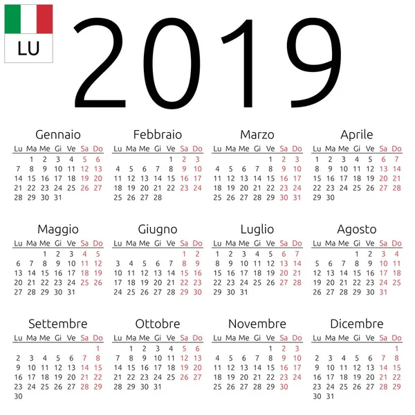 Calendario 2019, italiano, domenica — Vettoriali Stock ... Calendario 2019, italiano, domenica — Vettoriali Stock ...