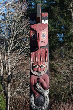  Stanley Park 'tan totem direkleri koleksiyonu.