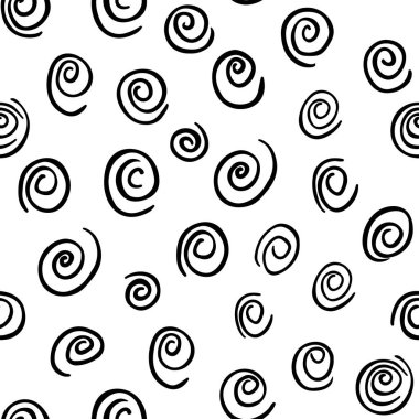 Farklı spirallerin pürüzsüz Grunge dokusu. El çizimi mürekkep fırçası siyah beyaz leke tasarım elementleri. Duvar kağıdı, tebrik kartı, ambalaj kağıdı, tekstil, kapak