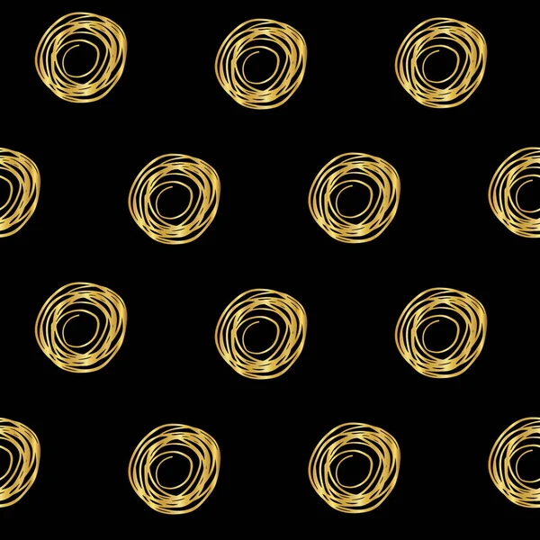 Grunge Textura Sem Costura Padrão Espiral Dourada Círculos Ninhos Escova — Vetor de Stock